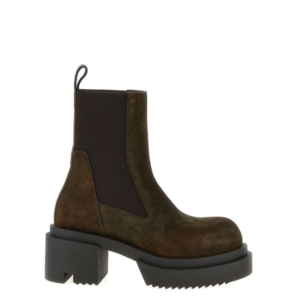 Rick Owens Brown Bovine Leather Chelsea Women's Boots